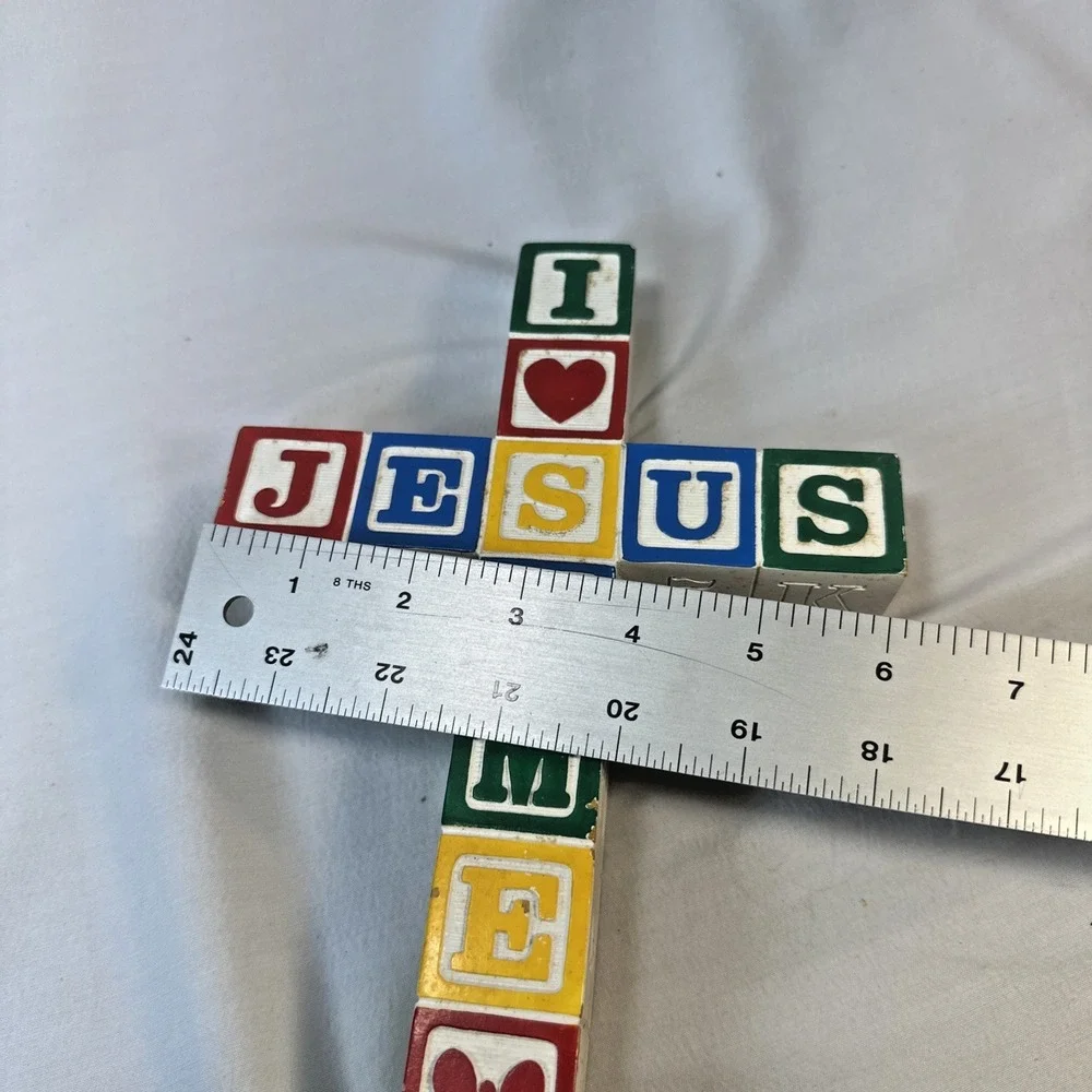 I Love Jesus, Jesus Loves Me Baby Block Cross Wall Hanging